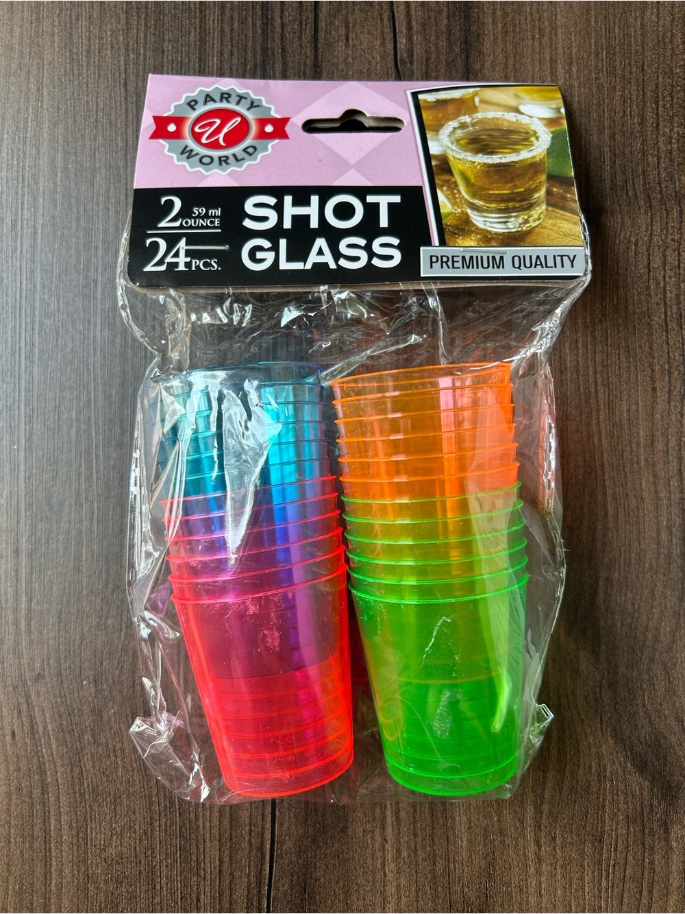 Neon Shot Glasses - Assorted Pink, Blue, Orange, Green (24 Pack)